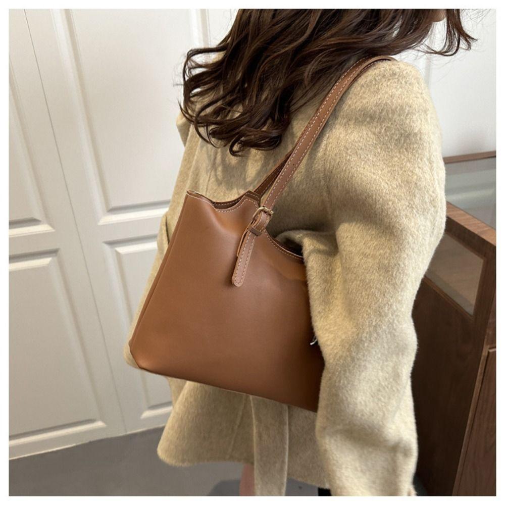 Fashion PU Leather Single Shoulder Bag Casual Large Capacity Tote Bag Elegant Luxury Design Silk Scarf Bag For Women Ladies'