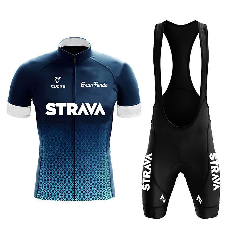 Командный костюм для велоспорта Новый костюм Strava с коротким рукавом Впитывающий пот и влагу Гоночный костюм для велоспорта