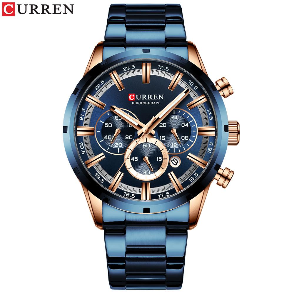 CURREN Watch Luxury Sports Quartz Mens Watches Full Steel Waterproof Chronograph Wristwatch