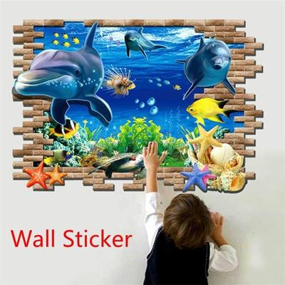 Товары для дома 3D Декоративные наклейки на стену Креативные 3D Мультяшные дельфины В поисках Немо Морской подводный мир Домашние наклейки