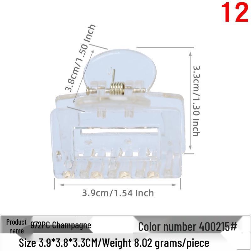 Korean Chic Temperament Hair Claw - Square Clips in Large, Medium, Small for Women, Internet Celebrity Style Hairpin
