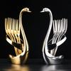 304 Stainless Steel Fruit Fork Cake Mooncake Fork Dessert Coffee Spoon Swan Shaped Base Combination Fruit Tableware Set YLE531