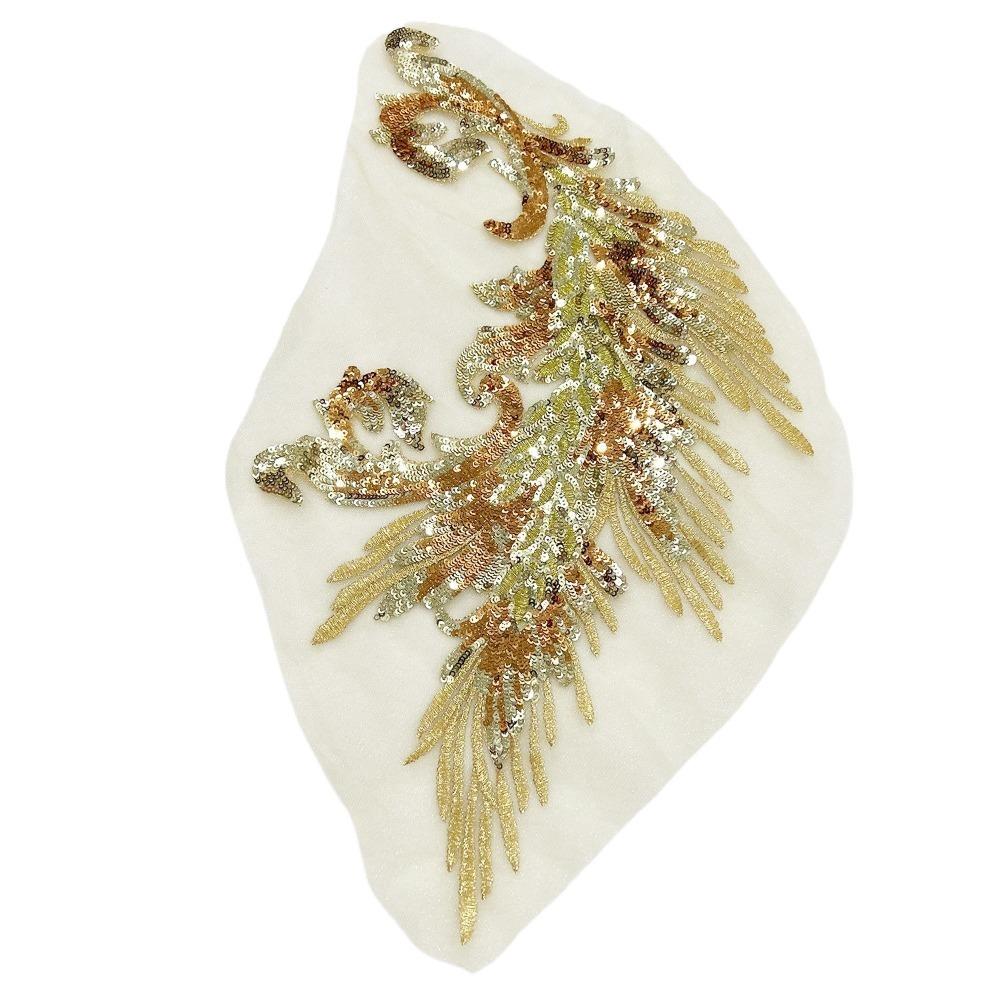 Пайетки в виде пера феникса, нашивки, разноцветные пришивные нашивки, классические модные платья