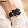 Часы POSHI, мужские и женские модные часы, водонепроницаемые женские кварцевые часы из сплава с силиконовым ремнем