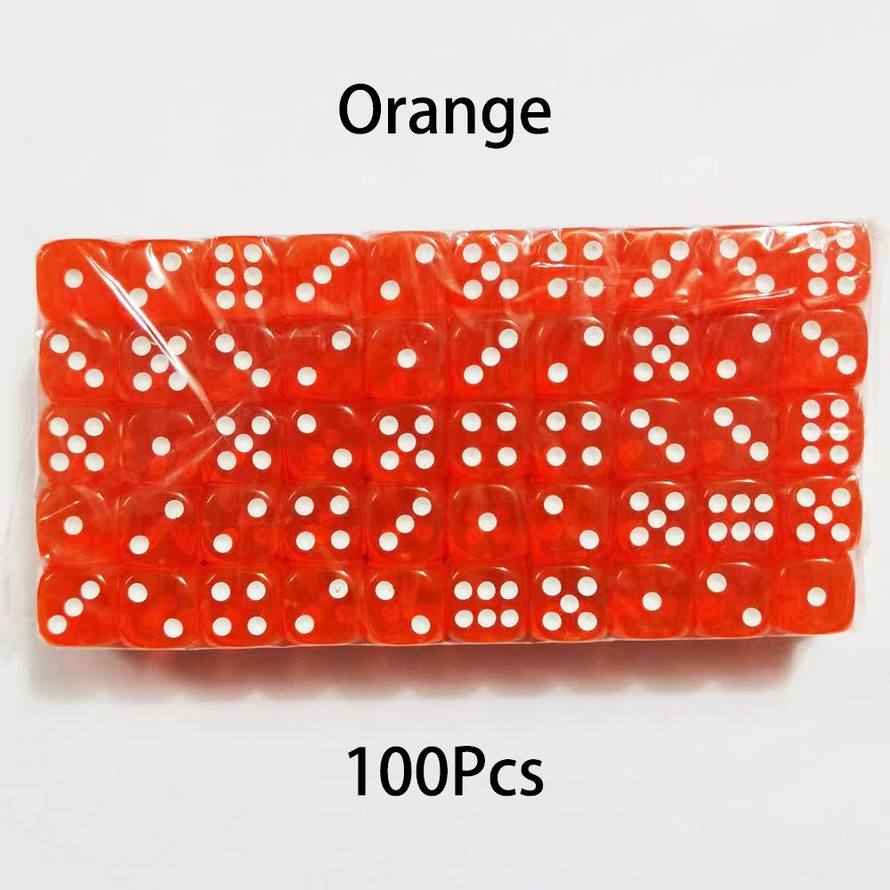 100Pcs/Set 6 Sided Dice 14Mm D6 16 Transparent Optional Color Acrylic Rounded Edges Dice For Table Board Games Party Dnd