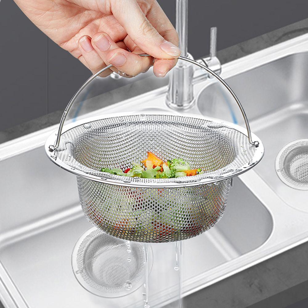 Drainer Stainless Steel Cleaning Mesh Food Hair Stopper Sink Strainer Colander Plug Filter Basket