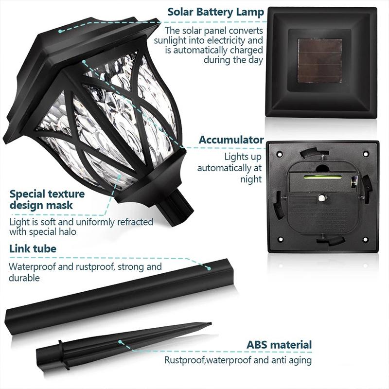 8 шт. светодиодных солнечных ламп для двора, наружные водонепроницаемые светильники для газонов, солнечные садовые дорожки, ландшафтное освещение, декоративные светильники