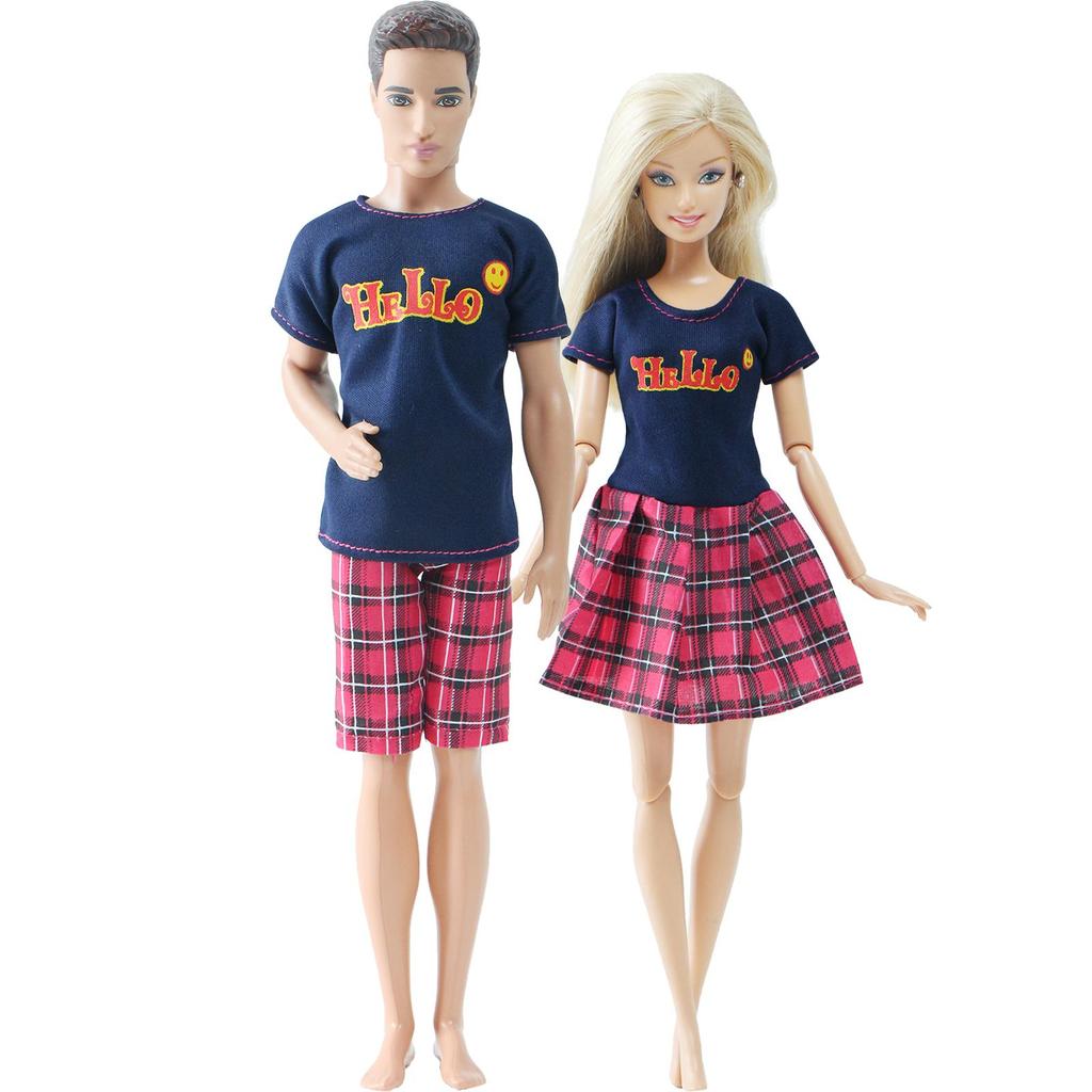 2 комплекта нарядов для пар Кена для кукол Барби, аксессуары для кукол, платье, костюм, футболка, шорты, 1/6, 30 см, кукольный домик(НЕТ КУКЛ)