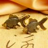 Elegant Vintage Brass Goldfish Statue Ancient Lucky Charm Animal Sculpture  Mother'S Father'S Day