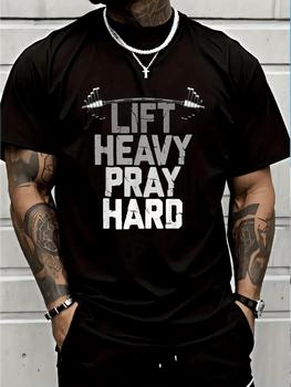 Lift Heavy Pray Hard, Weight Lifting Christian Gym T-Shirt Women's Men Graphic