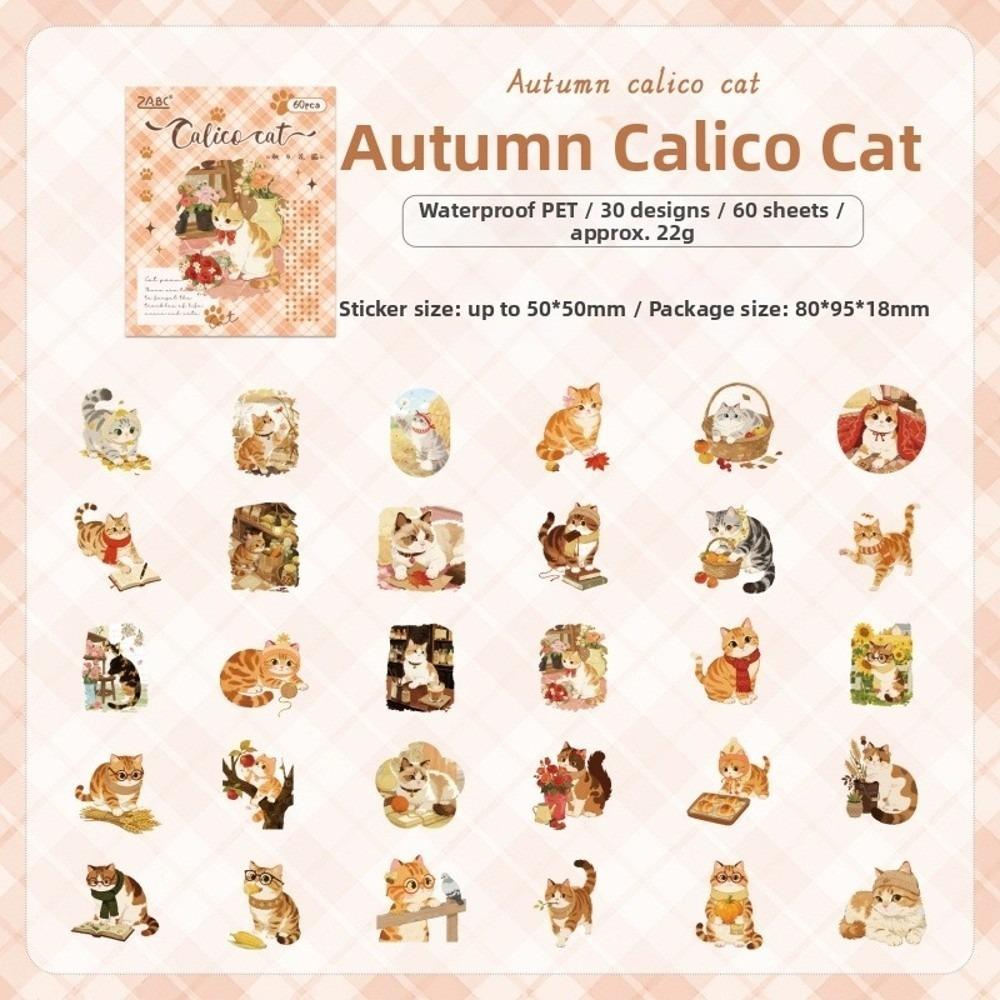 Cute Cartoon Style Stationery Stickers 60 Sheets Kitten Holiday Pet Stickers Scrapbooking