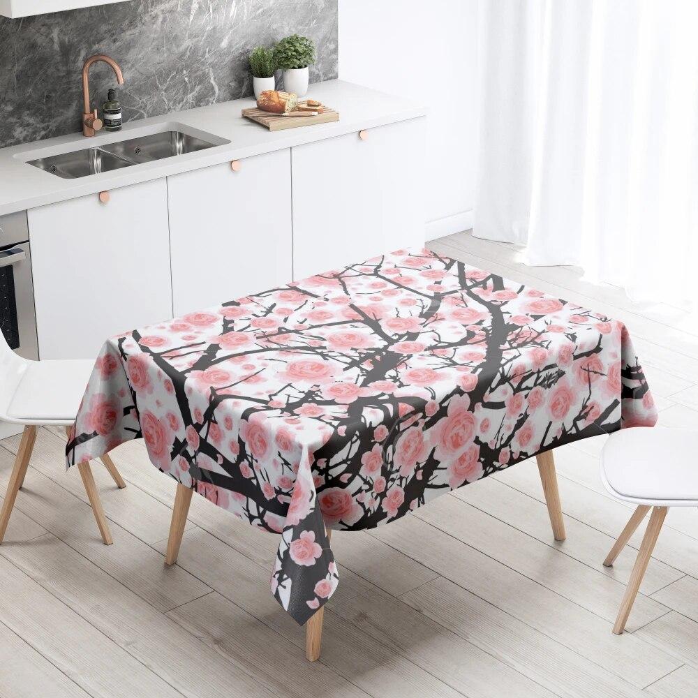 Цветочная скатерть для домашнего декора, устойчивая к пятнам, водонепроницаемая, украшение для стола, прямоугольная кухонная столешница для камина
