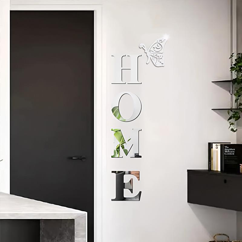 1 комплект акриловая 3D самоклеящаяся наклейка на стену с семейным слоганом, сделай сам, зеркальный домашний декор HOME, съемный английский алфавит