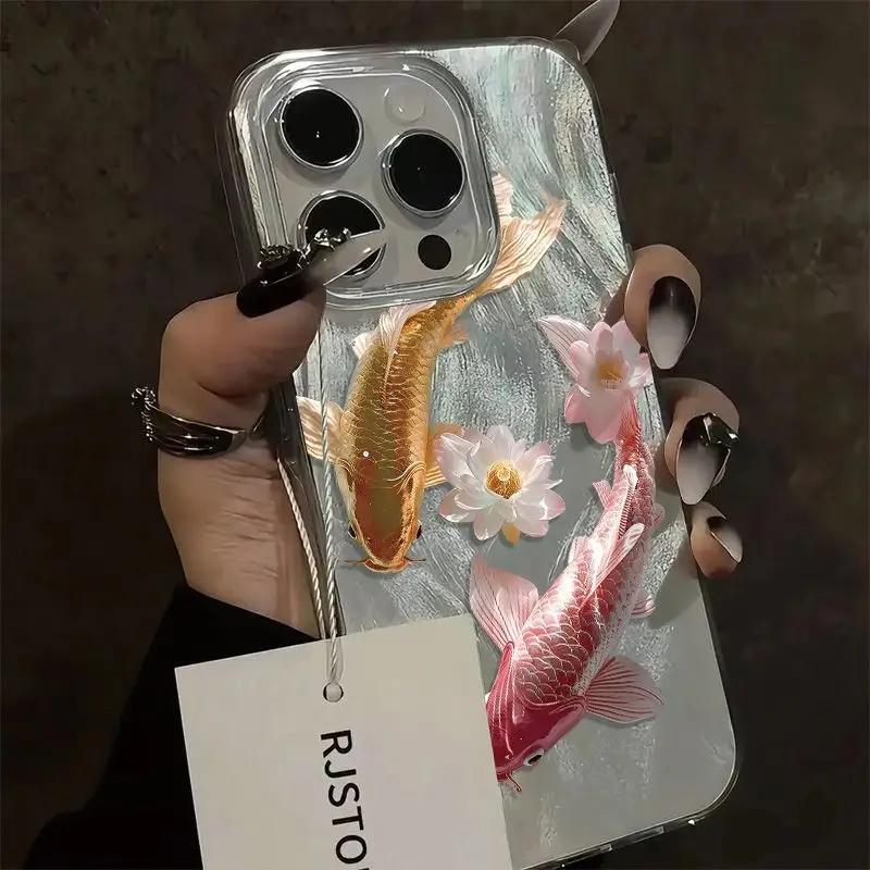 Красочный Золотой Лотос Карп Чехол Для Телефона Для Samsung Galaxy A56 A36 A16 A55 A35 A54 A34 A53 S25 Ultra S24 S23 S22 Plus S21 FE Обложка