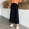 Трикотажные длинные юбки-миди женские с эластичной резинкой на талии, элегантные, осенне-зимние, трикотаж трапециевидной формы, полосатая повседневная винтажная юбка