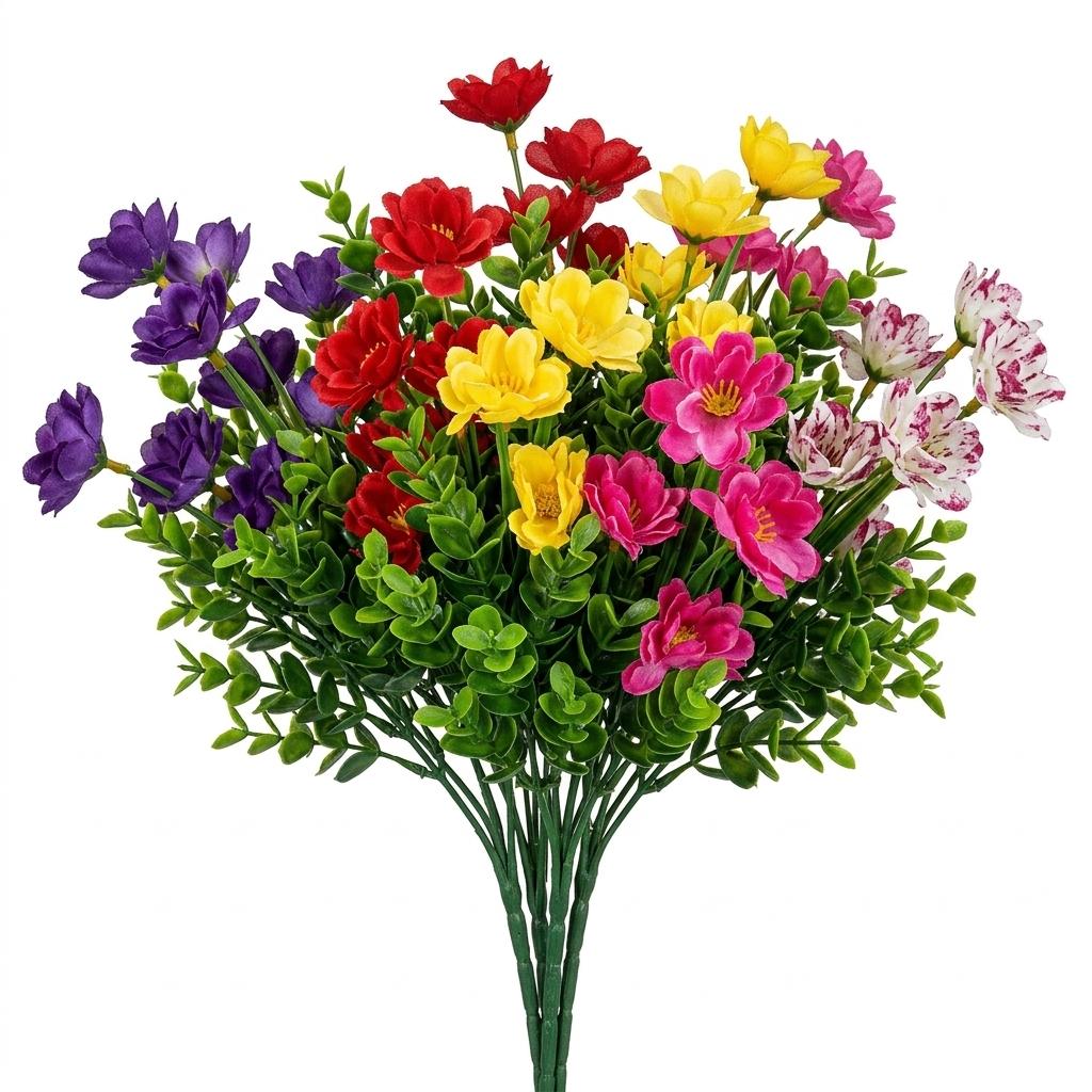 Artificial Eucalyptus Violet Bouquet 7 Branches Plastic Home Garden Decor