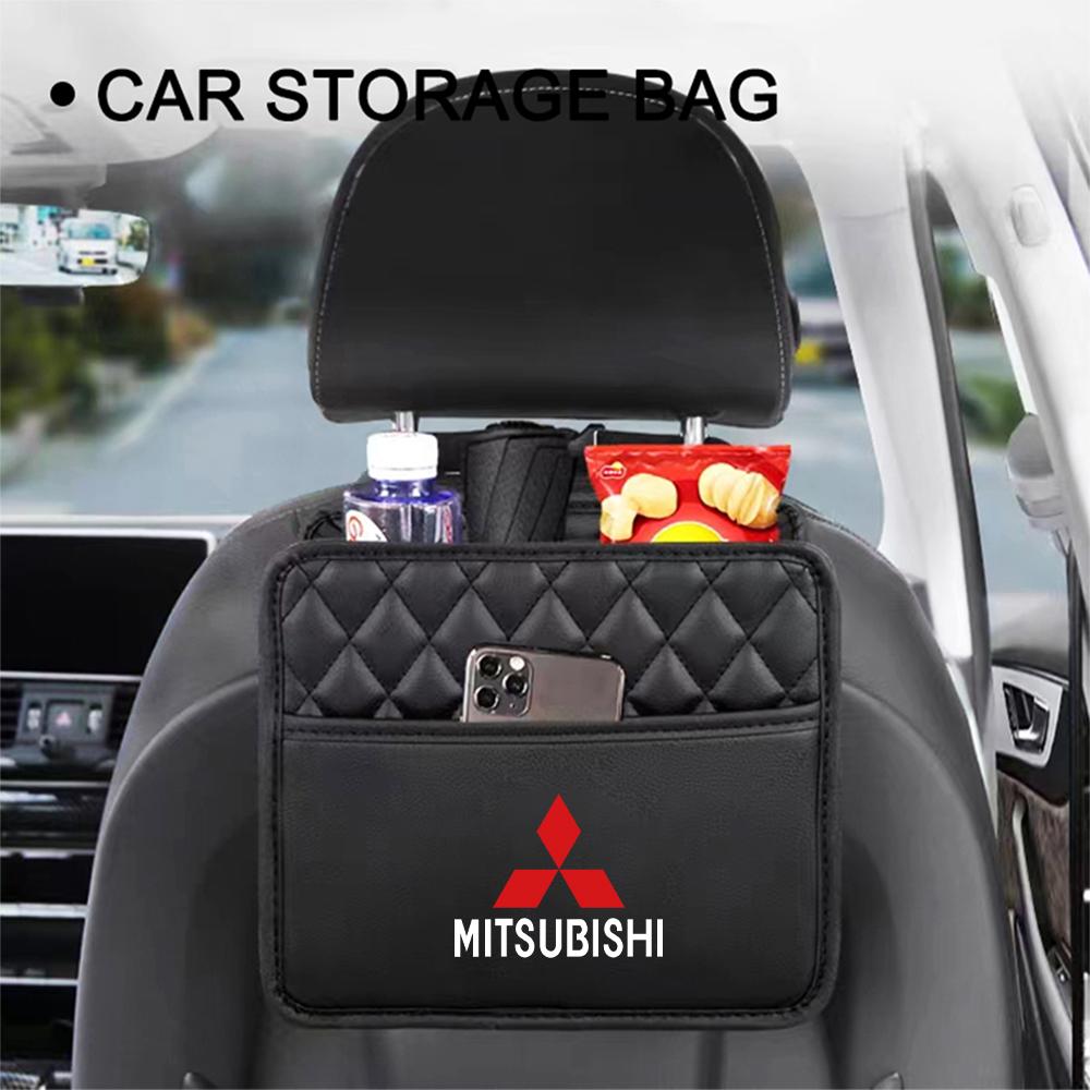 bzdn5 Car Backseat Storage Bag Leather Hanging Organizer Box Auto Accessories For Mitsubishi Asx Lancer Pajero 4 Outlander 3 L200 Colt