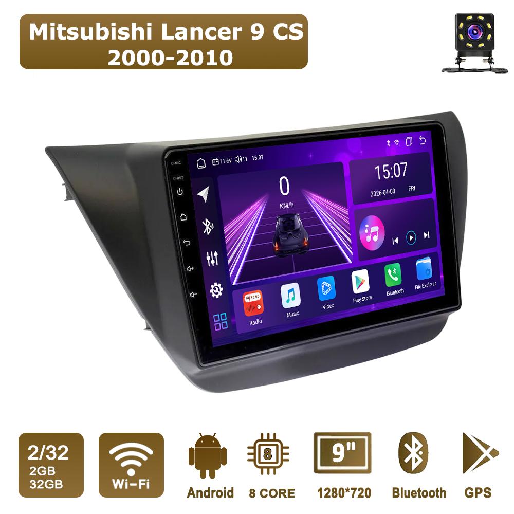 Автомобильная магнитола Android Car-Play для Mitsubishi Lancer 9 CS 2000-2010 Мультимедийный проигрыватель Головное устройство Стерео Навигация GPS BT WIFI, 8 ЯДЕР ,2+32ГБ
