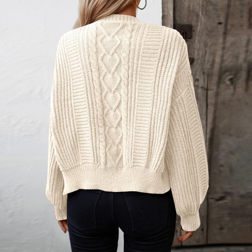 Женский модный повседневный однотонный трикотажный кардиган-жакет с V-образным вырезом, длинными рукавами, свободного кроя, с косами и пуговицами