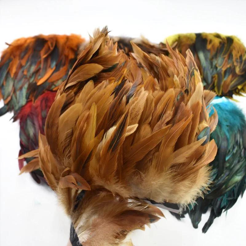 1 метр натуральная отделка бахромой из перьев петуха для рукоделия plumas 13-18 см черная перьевая лента DIY шитье одежда украшения для вечеринки
