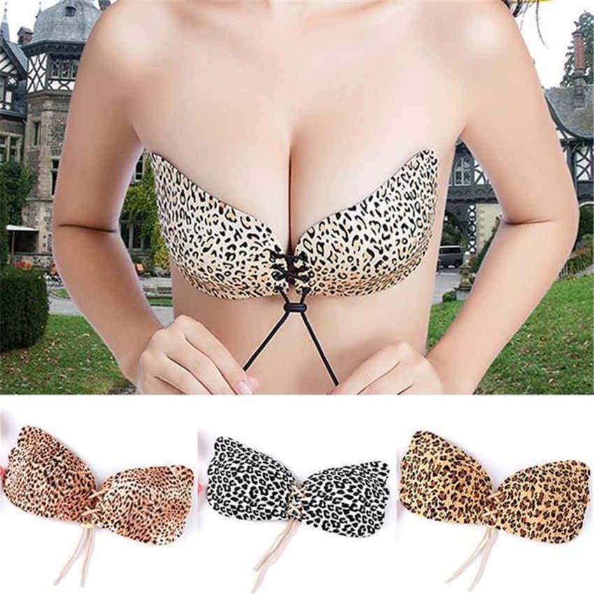 Женский сексуальный леопардовый силиконовый пуш-ап без бретелек невидимый наклеивающийся бюстгальтер с открытой спиной Nubra