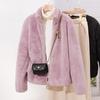 Флисовый утолщенный топ-свитер кардиган куртка розовый женский осень и зима новый мелкий гранулированный флис ленивый ветер