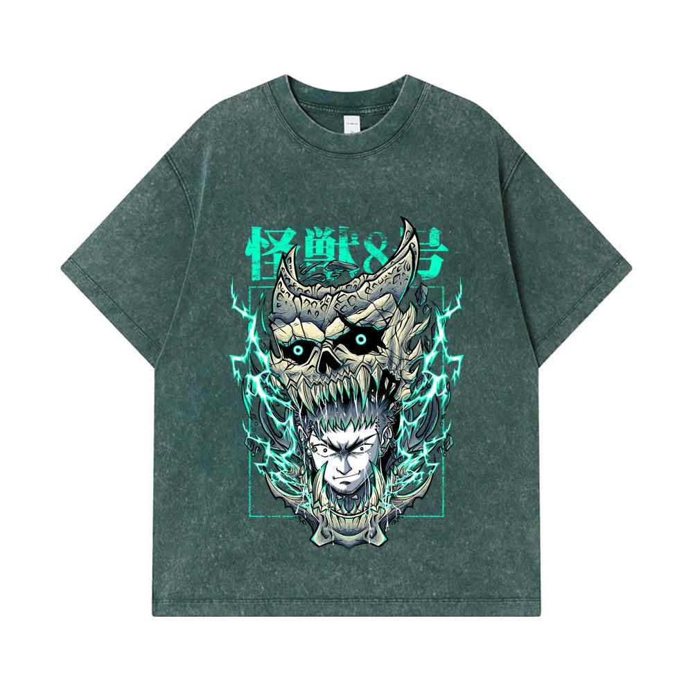 275 GSM Washed T-shirts 100% Cotton Kaiju No 8 V19 Kafka Print Unisex Heavy Cotton T Shirt