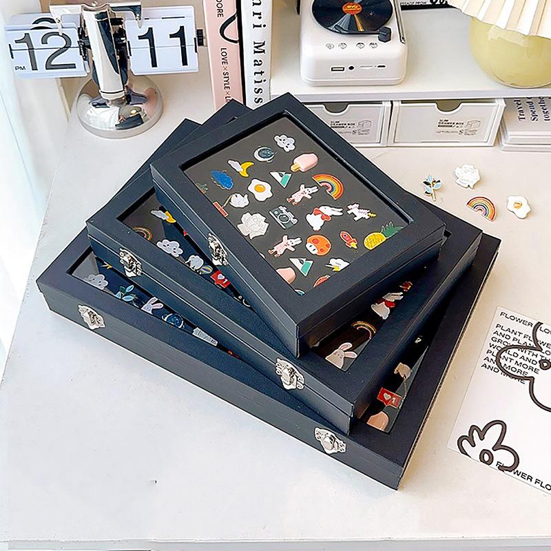 Ящик для хранения значков в виде бара, прозрачный пыленепроницаемый ящик для булавок на груди, подставка для медалей, подставка для ювелирных изделий из искусственной кожи, рамка для коллекции медалей