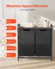 2 Section Laundry Sorter with Pull-Out Bags Metal Frame & Wooden Tabletop
