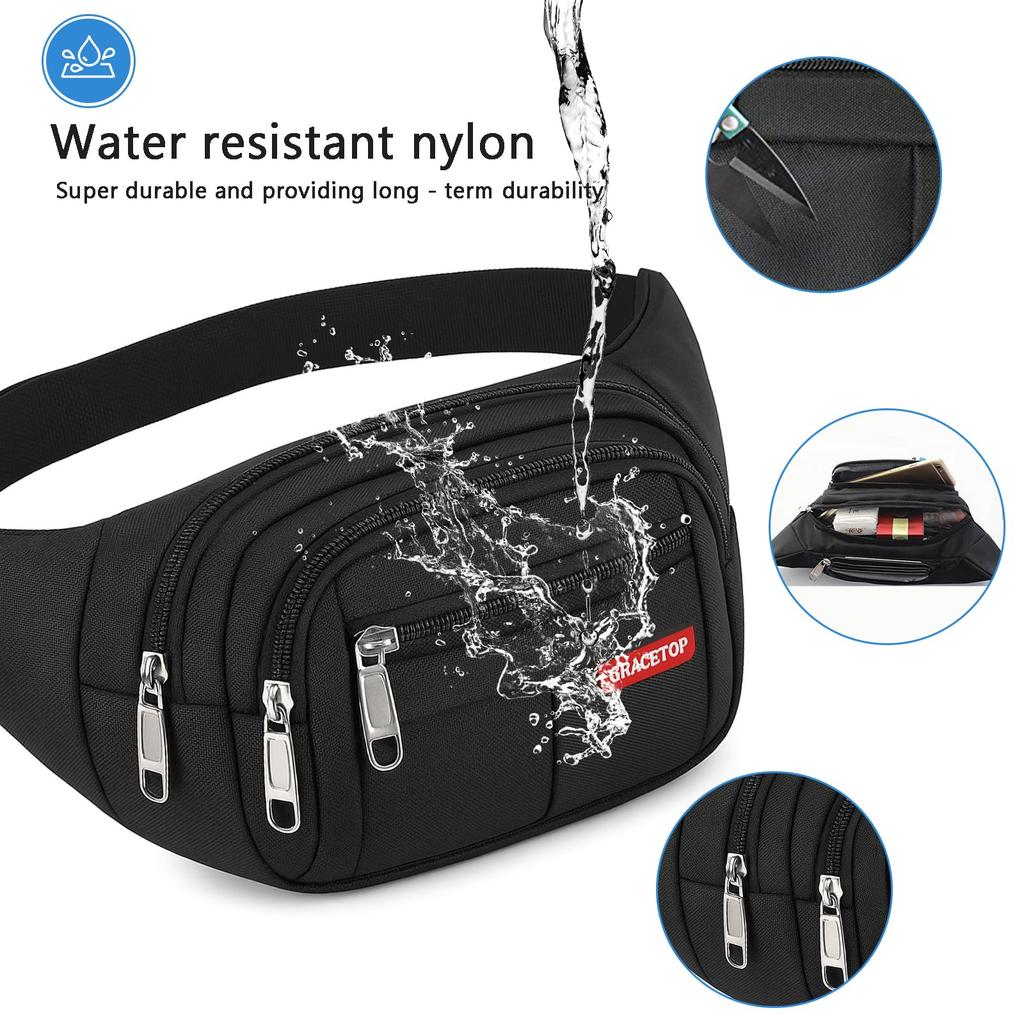 Gracetop Multifunctional Waist Fits Digital Water and Lightweight Hip Bag with 4 Ideal for Outdoor Suitable for Men and Women Bag, Smartphones,