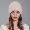 Women's Autumn Winter Angora Rabbit Hair Solid Color Warm Knitted Pullover Wool Cap Hats