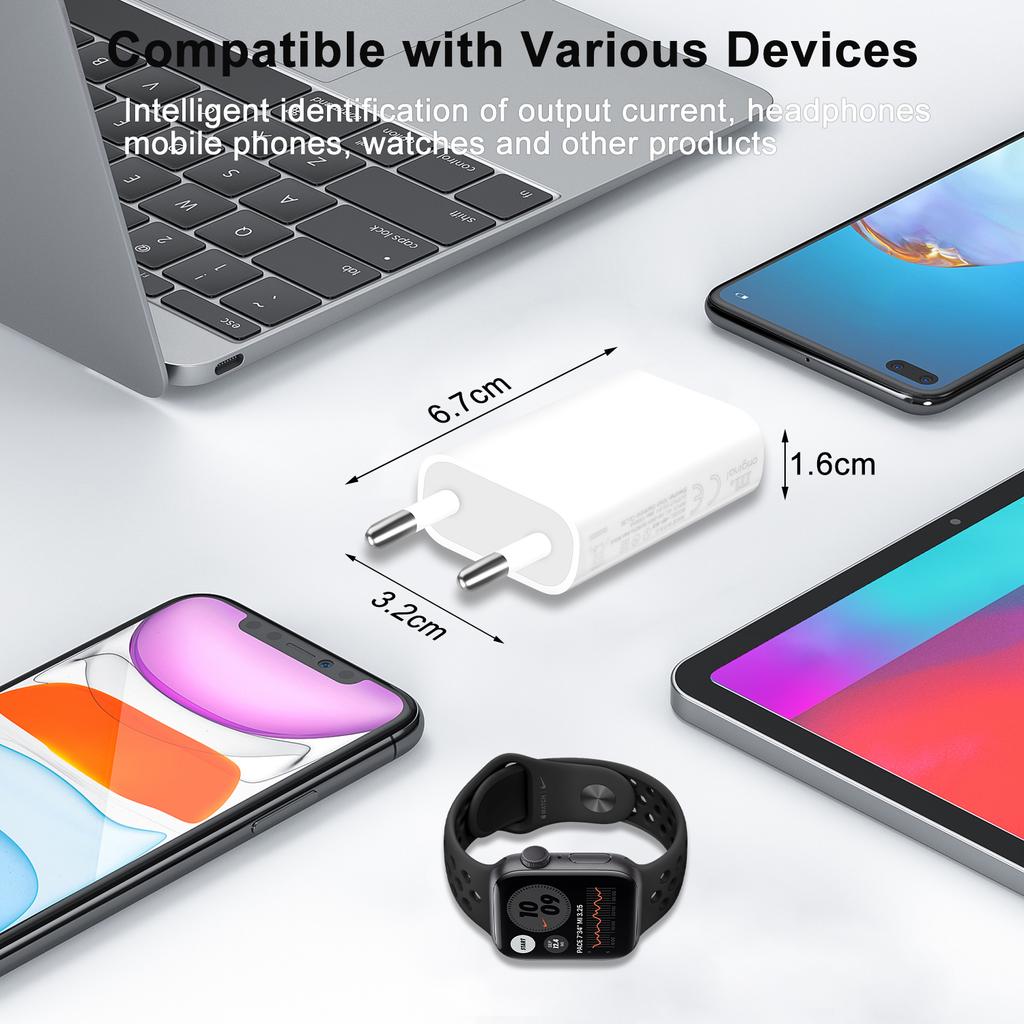 3 шт. USB-зарядное устройство с европейской вилкой, зарядное устройство для телефона, 5 В/1 А, однопортовый USB-зарядный блок, дорожный адаптер питания для мобильного телефона