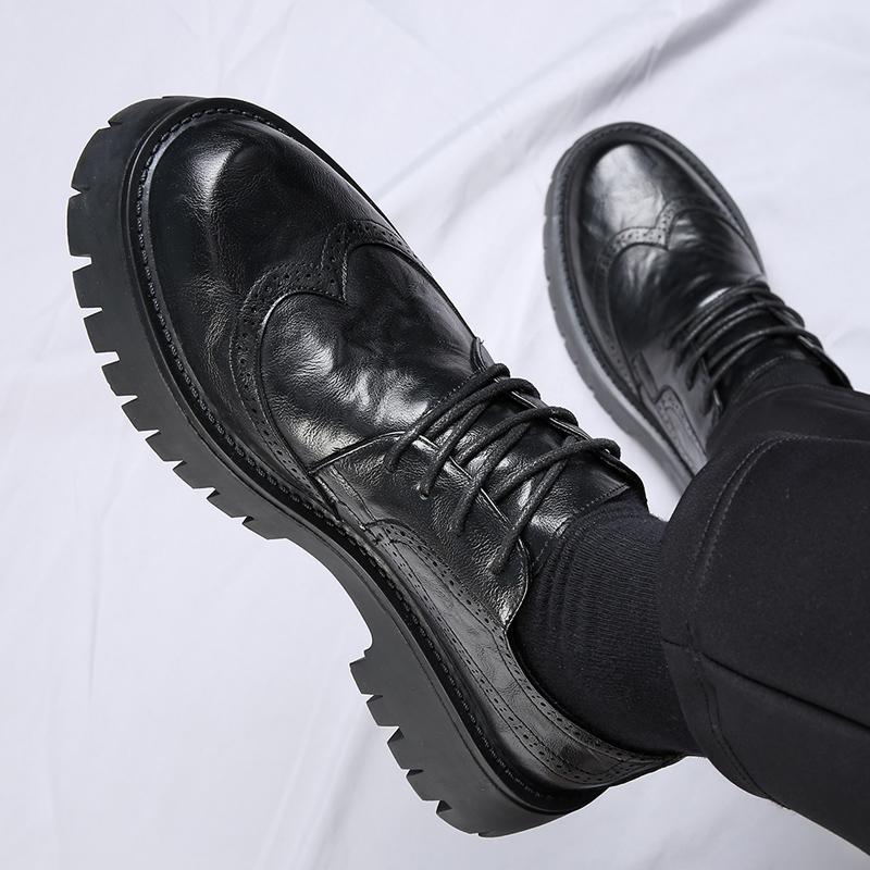 Мужские британские уличные туфли на толстой подошве с толстой подошвой, повседневные кожаные туфли для мужчин, деловая мода, винтажное платье, свадебные кожаные туфли