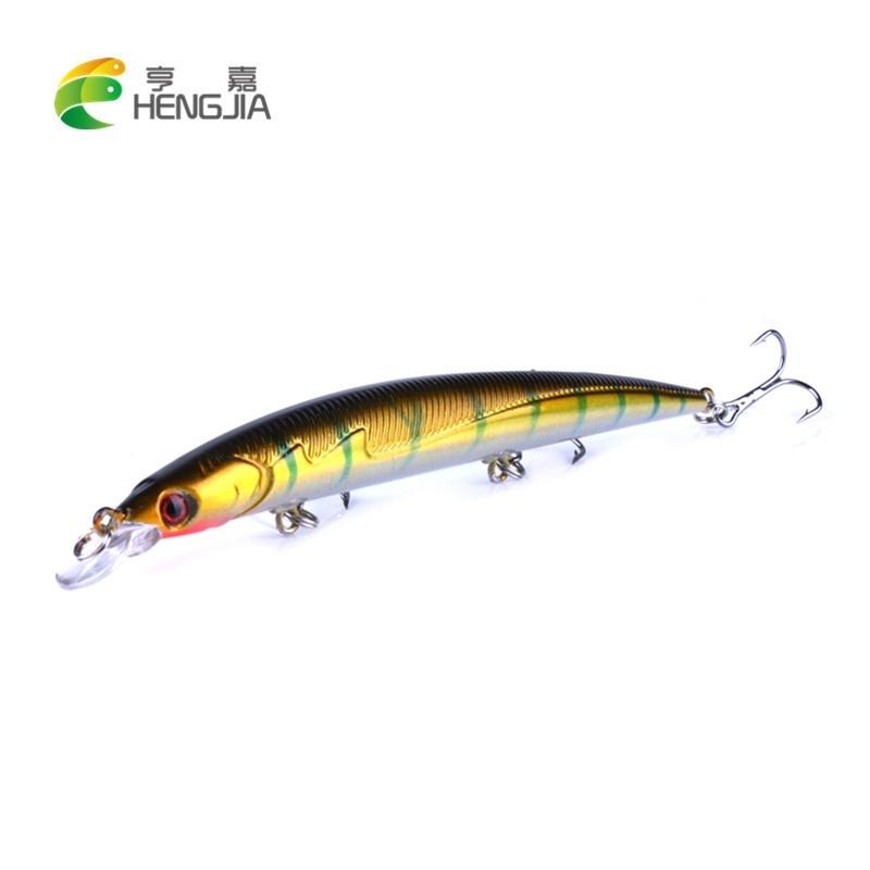 HENGJIA 8pc Minnow Fishing Lure with 3D Eyes Hook Bionic Pike Bass Bait Fishing Tool