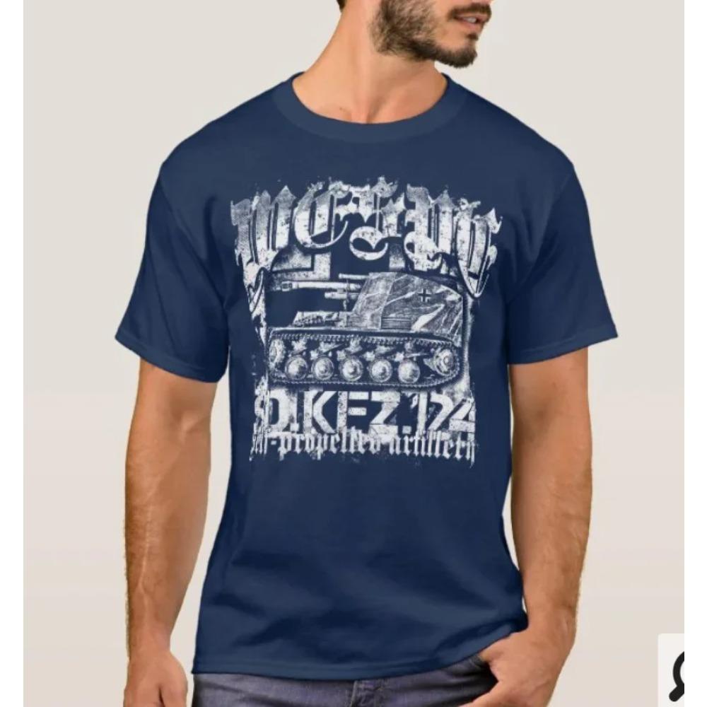 Танк Сд. Кфз. Футболка 124 Wespe Self-propelled Artillery, 100% хлопок, с круглым вырезом, летняя, повседневная мужская футболка с коротким рукавом