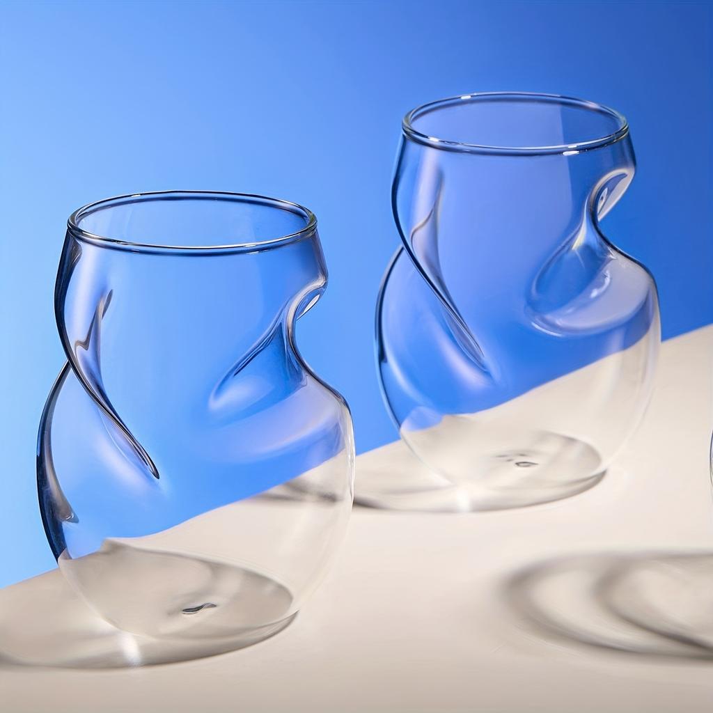 2pcs Creative Stemless Wine Glass (11.8oz Each), Featuring Innovative Spiral Aeration Design, Red White Wine Glasses.