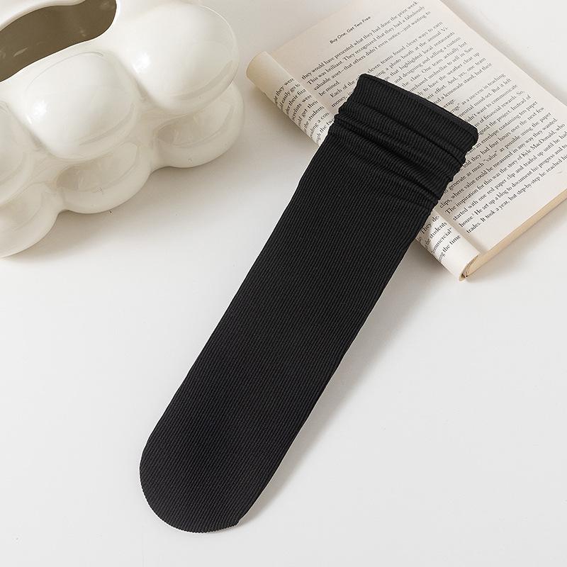 Женские белые носки до середины икры из ледяного шелка: Тонкий, Однотонный, Вельвет, Весна/Лето