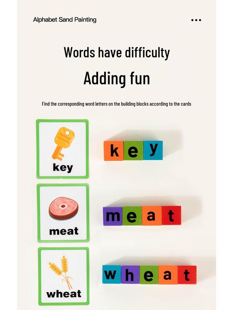 Children's Montessori Wooden Sand Tray & Letter Spelling Educational Toy.