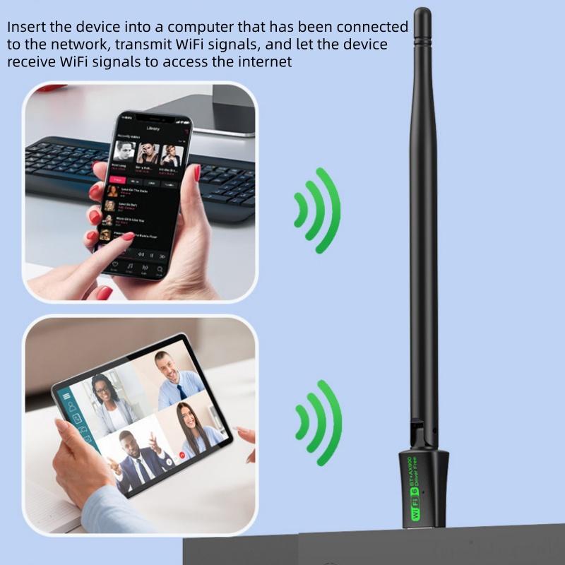 AX900 WIFI6 USB Adapter 900Mbps Bluetooth 5.4 Dual Band 2.4/5G Drive Free Network Receiver, Suitable for Computer Windows 10/11