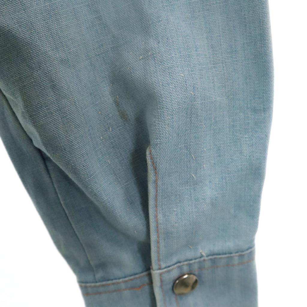 70s 80s Vintage Chambray Shirt Jacket Ice Blue Men's Used