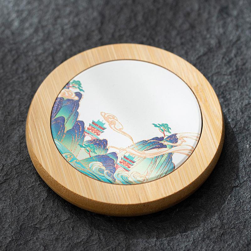 Расписанные вручную керамические подставки из бамбука, подставки под чашки для чая в виде сливы и орхидеи, теплоизоляционные водонепроницаемые нескользящие коврики для кухни
