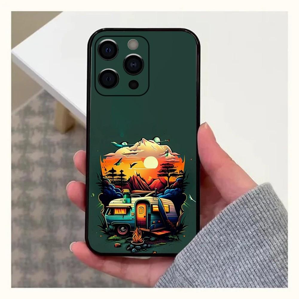 Чехол для телефона с изображением фургона для серфинга для Apple iPhone 15,14,13,12,11,Pro,X,XS,Max,XR,Plus,Mini Мягкий черный корпус