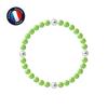Bracelet - Genuine Round Freshwater Cultured Pearls 5-6 Mm Tonic Green - Elastic Cable - Women's Jewelry