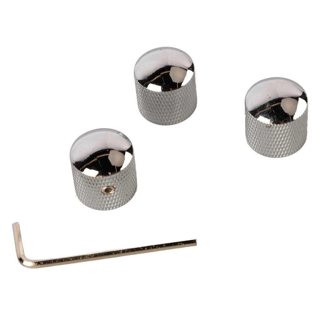 3PCS Guitar Dual Stacked Knobs Tone Control Metal Knob Replacement for Electric Guitar Bass GD105 Chrome