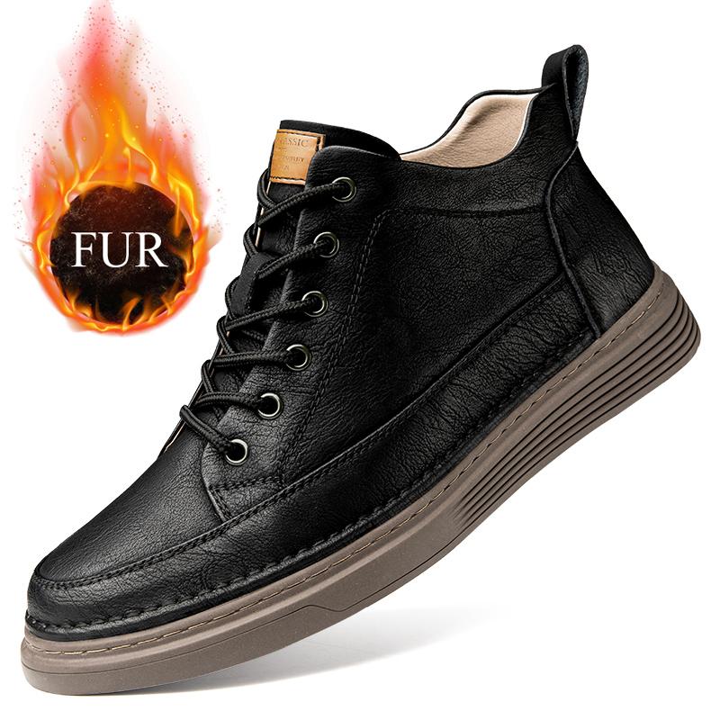 Модные зимние плюшевые ботильоны, уличные кожаные рабочие ботинки, высококачественная обувь на мягкой подошве, спортивные ковбойские сапоги на толстой подошве, повседневная обувь