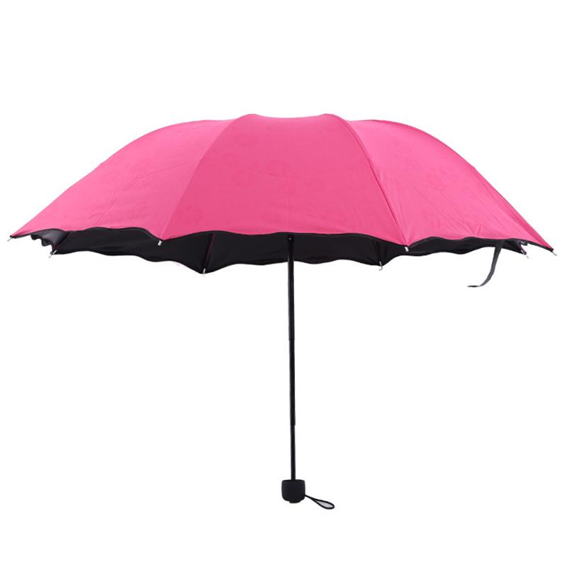 Portable Three-fold Umbrella Meet Water Flowering Sunny and Rain Dual-use Umbrella Anti-ultraviolet Sun Umbrella Strong Umbrella