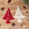 DIY Christmas Tree Macrame Kit Cotton Rope Braiding Set Hand Knitting Boho Christmas Tassel Decor Kit for Beginners