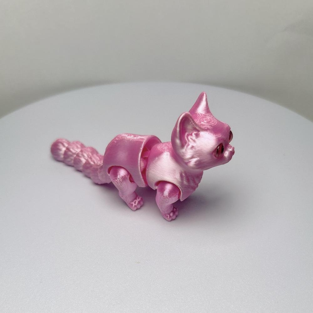 Big Eyes 3D Printed Cat Model Plastic Material 3D Printed Cat Figure Articulated Cats  Living Room