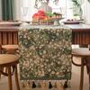 Рождественская зеленая жаккардовая скатерть-дорожка с кисточкой, декоративный праздничный флажок для стола, украшение обеденного стола для дома, ресторана, бара, кухни