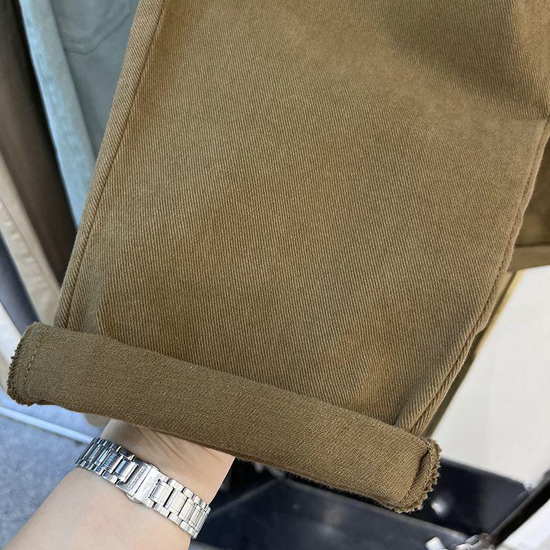 Женские брюки гаремы в корейском стиле с флисовой подкладкой - Осень/Зима, Универсальные, Модные, Свободные, Стройнящие, Утепленные повседневные длинные брюки.